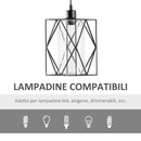 Lampadario Stile Geometrico 16x16x120 cm E27 in Metallo Nero