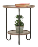 Tavolinetto Arex 2 Ripiani Ø48x54,5 cm in Ferro e MDF Nero e Marrone