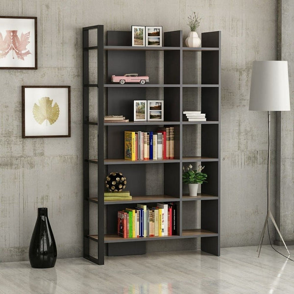 Libreria 94x160 cm Leno antracite ripiani noce acquista