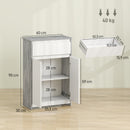 Mobile Bagno Autoportante 60x30x90 cm con Cassetto e Ante Doppie in Legno Grigio e Bianco      