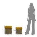 Puff con Contenitore Aspen Verde Set 2 Pz Ø42x44 cm - Ø35x37 cm in MDF e Spugna e Poliestere Verde      