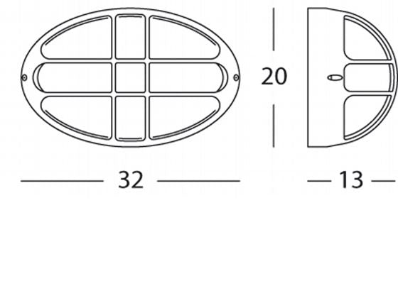 Lampada Plafoniera Ovale Grande con Gabbia Colore Grigio per Esterno Linea Garden Livos