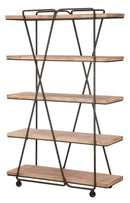 Libreria Trox 119,5x44x187 cm Legno di Abete e MDF e FERRO Marrone e Grigio
