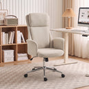 Sedia da Ufficio Girevole 64,5x68,5x110-120 cm con Schienale Alto e Altezza Regolabile in Ciniglia Beige      