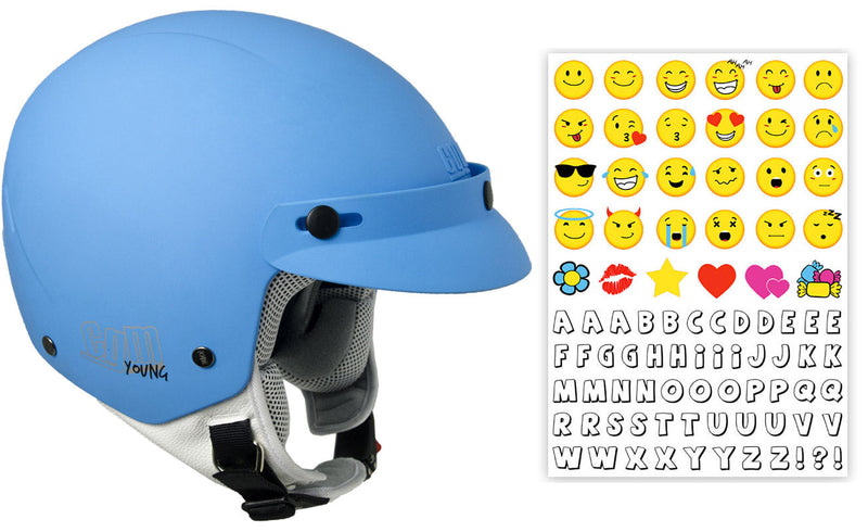 Casco Demi-Jet per Bambini con Frontino CGM Cuba Smile 204S Azzurro Opaco
