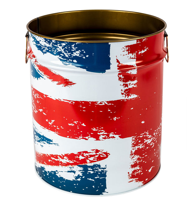 acquista Porta Legna o Pellet Contenitore Senza Coperchio Ø39x42 cm in Ferro Verniciato Big English Blu e Rosso