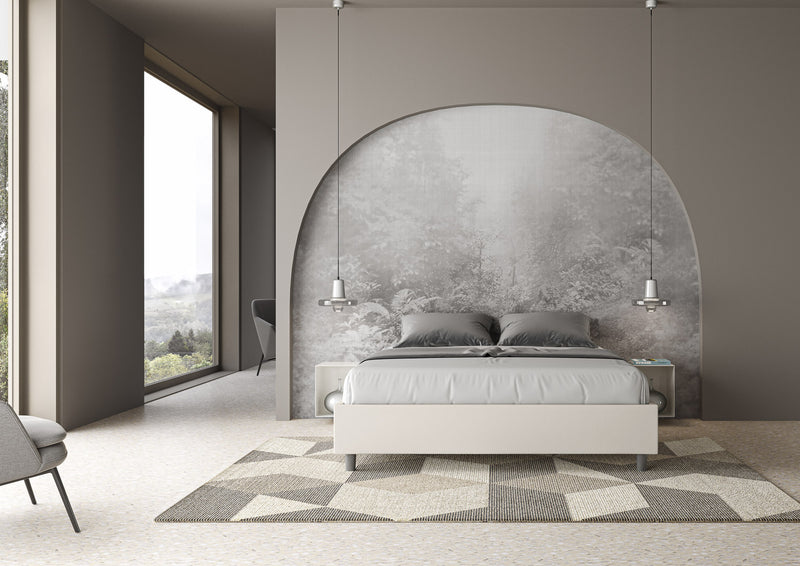 Letto Matrimoniale Giroletto con Alzata Comoda Imbottito in Similpelle Azelia Bianco Varie Misure