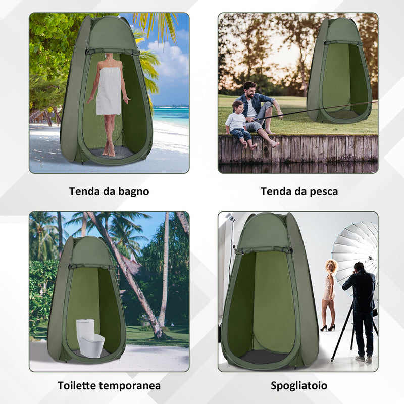Tenda da Doccia Pop Up Impermeabile 100x100x185 cm in Poliestere Verde Militare    