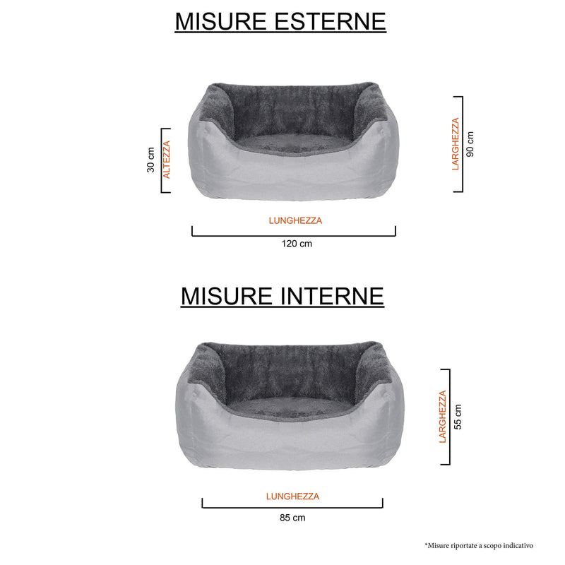 Cuccia per Cani e Gatti Doubleface in Poliestere Love Grigio Chiaro Varie Misure