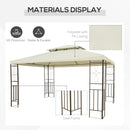 Gazebo da Giardino 300x400x270 cm Struttura in Metallo Telo Impermeabile Color Crema      