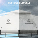 Gazebo da Giardino 360x300x275 cm Tetto Doppio in Metallo e Poliestere UPF50+ con Rete Crema      