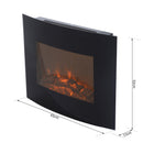 Camino Elettrico da Parete Effetto Fiamma 900W/1800W Nero 