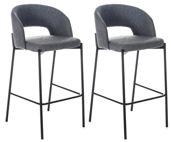 Set 2 Sgabelli 52x50x89 cm in Tessuto Greta Grigio online