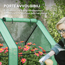 Mini Serra da Giardino 360x90x90 cm a 4 Porte Arrotolabili con Copertura Allungata in Acciaio e PE Verde      