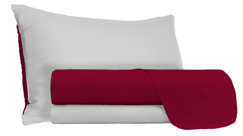 Set Lenzuola Sopra Sotto e Federe Doubleface Bordeaux\/Grigio Chiaro Varie Misure