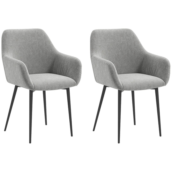 prezzo Set 2 Sedie Imbottite Stile Nordico 54x57x80 cm Tessuto Effetto Velluto Grigio Scuro