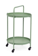 Tavolino da Esterno Carrello con Ruote Ø44,5x70h cm in Acciaio Austin Twin Leaf 