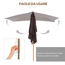 Ombrellone da Giardino 2x2,95 m Palo Ø38 mm in Legno Marrone