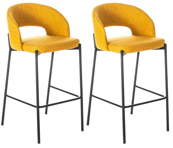 Set 2 Sgabelli 52x50x89 cm in Tessuto Greta Giallo