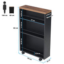 Carrello Portaoggetti Salvaspazio 50x16x80 cm per Cucina Bagno con Ruote Nero