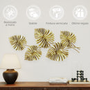 Decorazione Murale 3D 83x2,5x39 cm Wall Art Foglie di Monstera in Metallo Oro 