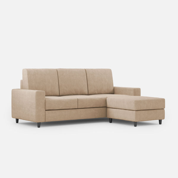 Divano 3 Posti con Pouf 208x155x85 cm Sakar in Tessuto Beige prezzo