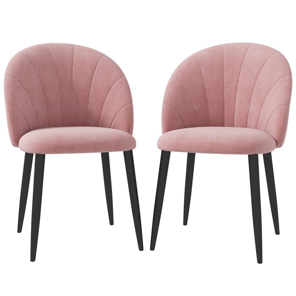 sconto Set 2 Sedie da Pranzo Imbottite Stile Nordico 52x54x79 cm in Metallo e Velluto Rosa
