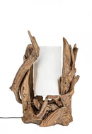 Lampada da Tavolo 55x40x80 cm E27 in Legno Pralume in Cotone Bianco