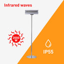 Stufa da Esterno Lampione Riscaldatore su Palo 218x60x60 cm 2000W Sined  Grigio