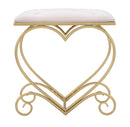 Sgabello Heart Rosa 50x37,5x51,5 cm in Ferro e MDF e Spugna e Poliestere Oro e Crema