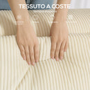 Divano 3 Posti Modulare con Seduta Profonda Braccioli Larghi e 2 Cuscini in Velluto a Coste Beige      
