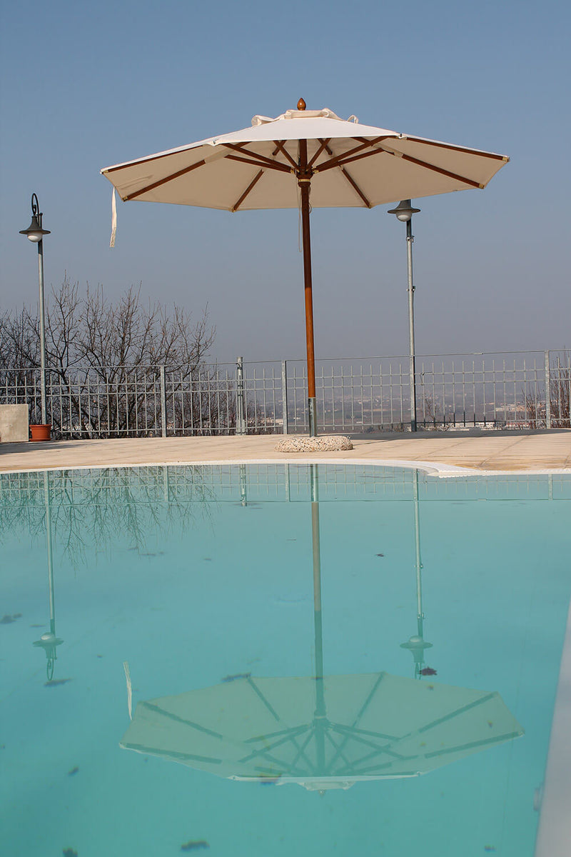 Ombrellone da Giardino Ø3 m Palo Ø48 mm in Legno Telo in Acrilico Danieli Havana Ecrù