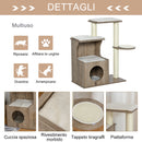 Albero Tiragraffi per Gatti 66x38x88 cm in Legno e Corda Sisal Marrone Chiaro