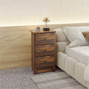 Comodino 3 Cassetti Stile Rustico 40x30x74 cm Marrone  