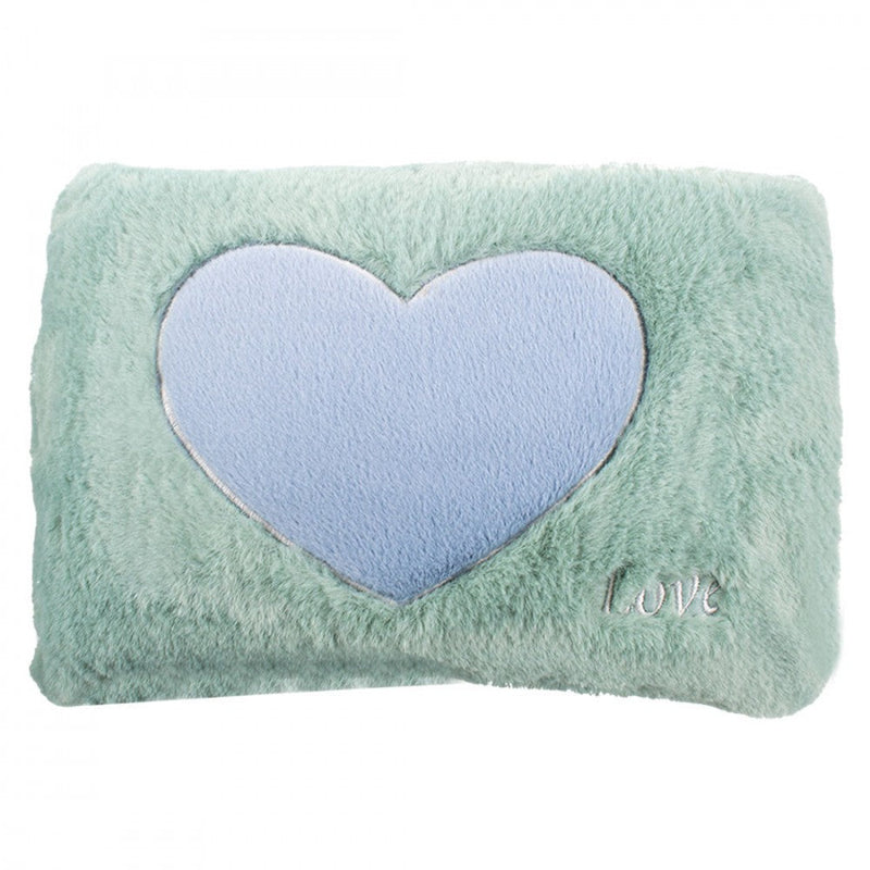 Borsa Acqua Calda Elettrica Ricaricabile Scaldamani Cuore a Peluche Verde