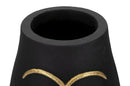 Vaso Tribal 24x31x22 cm in Poliresina Nero/Oro