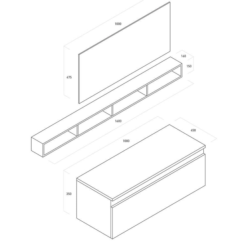 Mobile da Bagno sospeso Ibiza 19 Grigio Opaco Laccato TFT