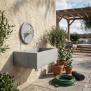Lavello Rettangolare da Esterno 45x35 cm con Rosone Installazione a Muro in Cemento Madrid Grigio