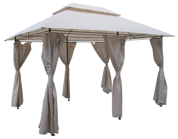 Gazebo da Giardino 4x3m con Tende Laterali in Acciaio e Poliestere Ecrù acquista