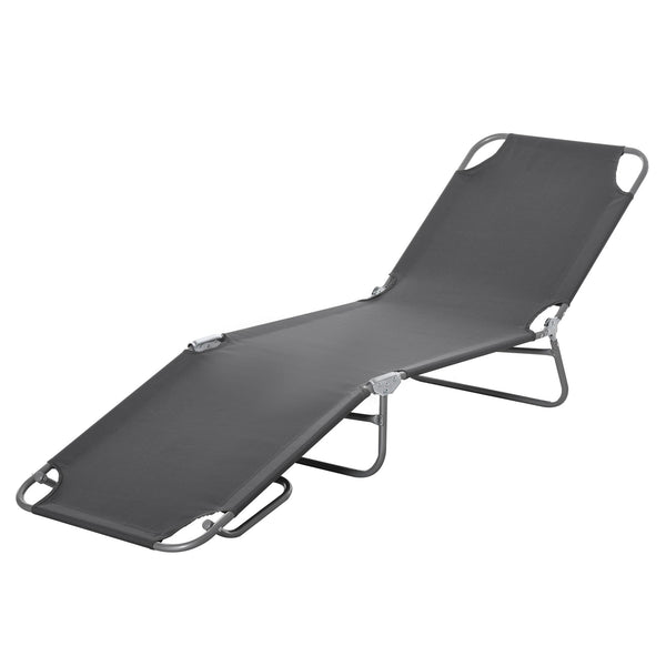 Lettino Prendisole Pieghevole da Giardino 180x55x24 cm in Metallo e Tessuto Oxford Grigio online
