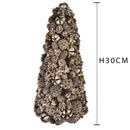 Set 2 Coni Decorativi con Pigne e Bacche Alteza 30 cm Oro