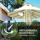 Ombrellone Doppio 295x150x219 cm con Luci LED e Base a Croce Bianco Crema   