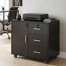 Mobile 60x40x56 cm con 3 Cassetti Mensola Regolabile Supporto Stampante e Serratura in Truciolato Nero      