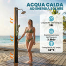 Doccia Solare 18x14x215 cm Capacità 35L Protezione Antigelo 2 Soffioni Rubinetto per Piedi in Plastica e ABS Nero      