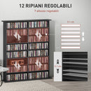 Libreria Porta CD 106,5x24x123,7 cm Design Moderno 16 Ripiani in Legno Nero 