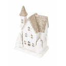 Casetta porta Candela Tealight 13x8x18 cm in Stoneware con Led