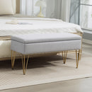Panca Fondo Letto con Contenitore 100x40x49 cm in Tessuto e Gambe in Acciaio Grigio Chiaro      