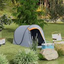 Tenda da Campeggio Pop Up Impermeabile Singola 245x148x105 cm Finestra a Rete Grigio   