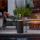 Camino a Bioetanolo da Pavimento Ø26,5x80 cm TALOS per Interni ed Esterni in Vetro e Acciaio Nero Opaco