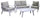 Set Salotto da Giardino Divano 2 Poltrone e Tavolino in Alluminio Cleveland Bianco e Grigio